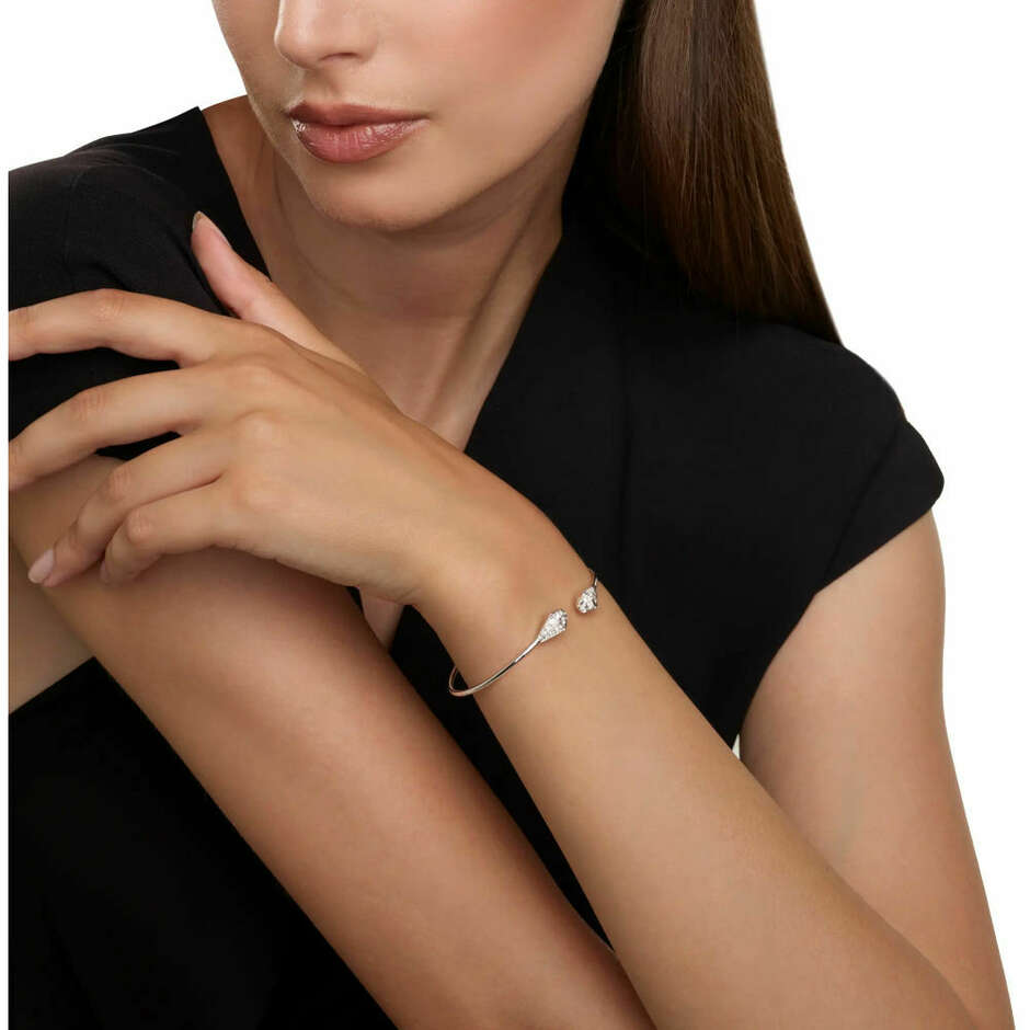 Salvini Eva rigid bracelet in white gold with pave diamonds
