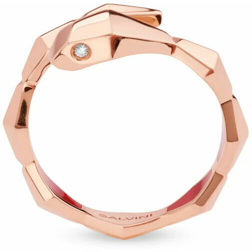 Salvini Eva snake ring in rose gold enamel and diamonds