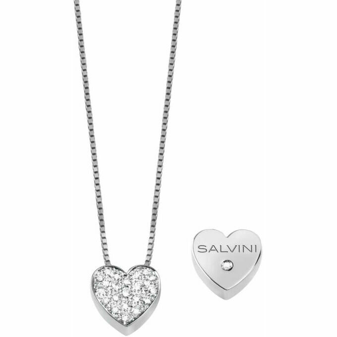 Salvini heart necklace in white gold with diamonds