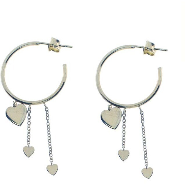 Salvini hoop earrings in white gold and heart pendants