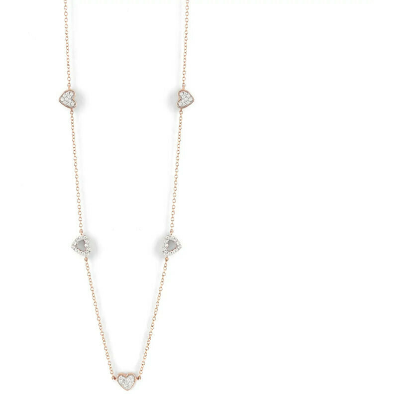 Salvini I Segni Hearts Necklace in Rose Gold and Diamonds