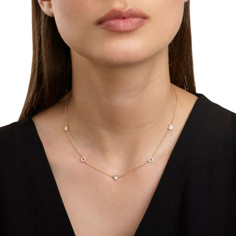 Salvini I Segni Hearts Necklace in Rose Gold and Diamonds