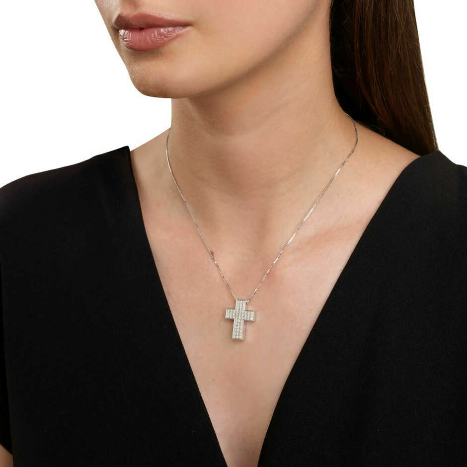 Salvini I Segni Maxi Cross Necklace with Diamond Pave