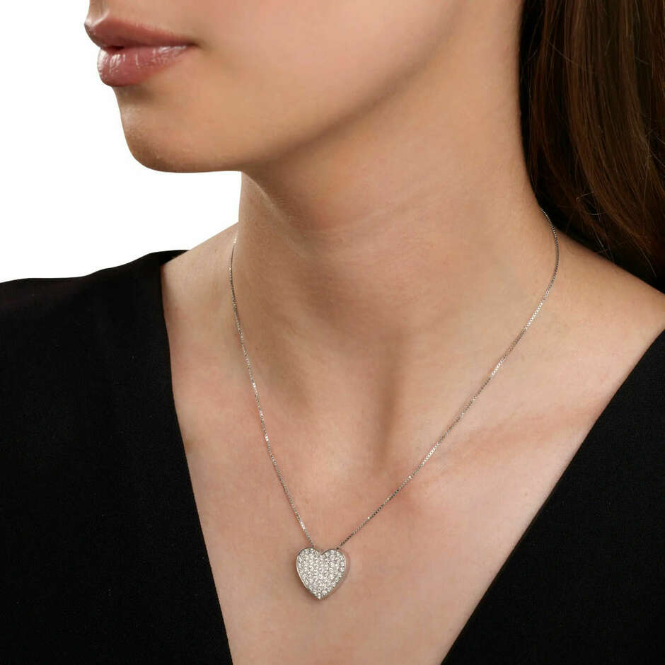 Salvini I Segni Maxi Heart Necklace with Diamond Pave