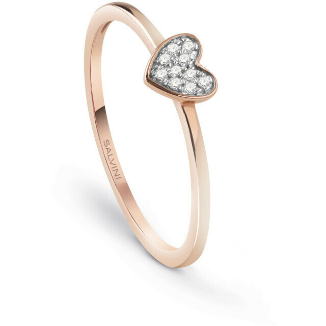 Salvini I Segni pave heart ring in rose gold and diamonds