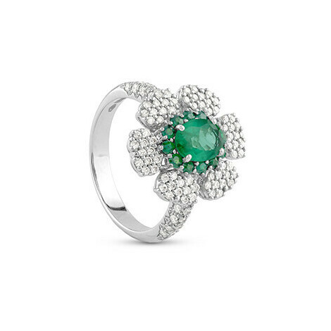 Salvini ring with emerald and diamonds