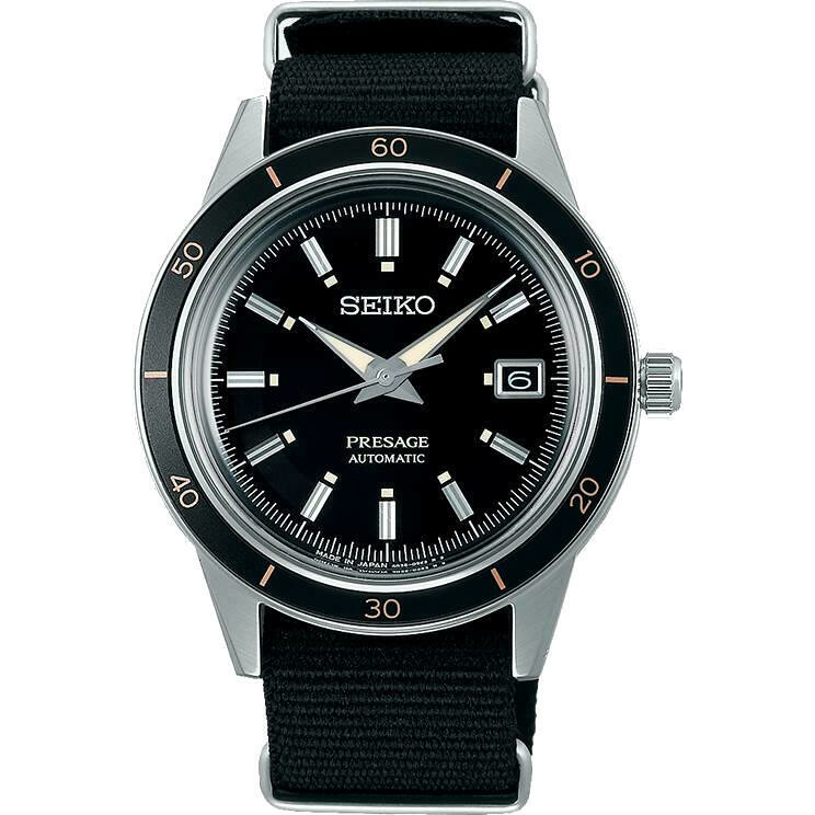 Seiko automatic men's watch with black nylon strap