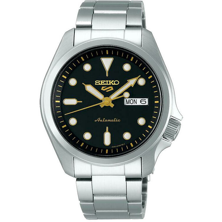 Seiko 5 Sports Automatic Black Steel Bracelet Watch