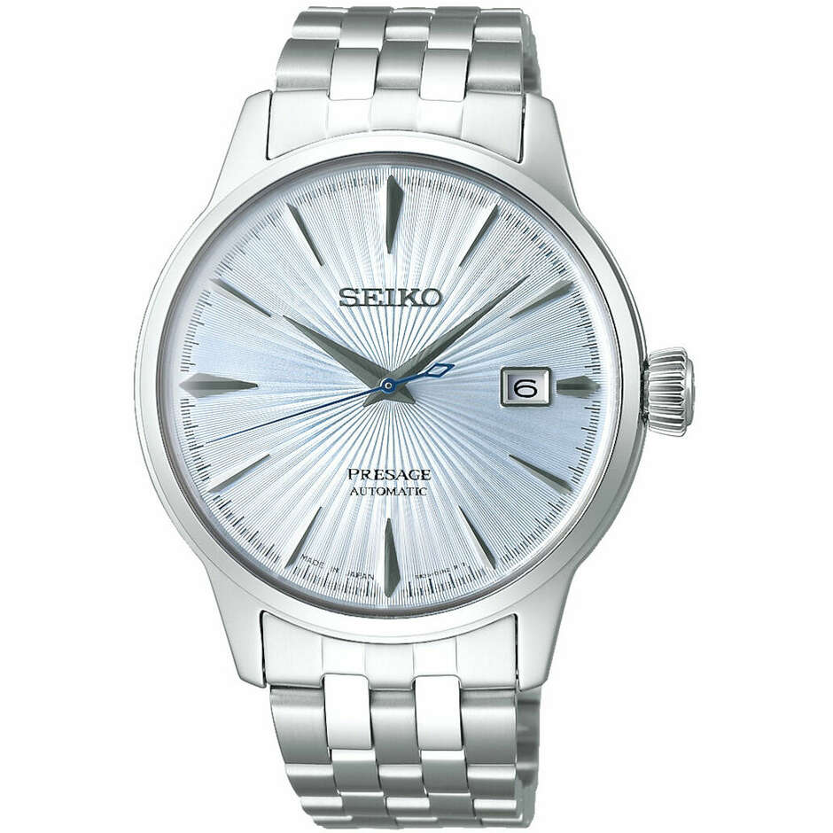 Seiko Presage Cocktail automatic watch in light blue steel