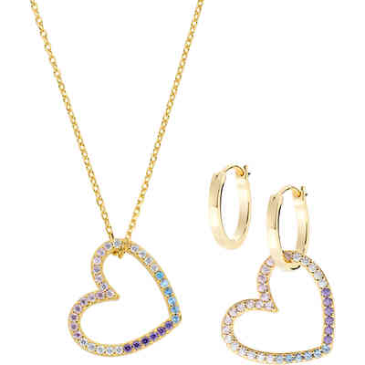 Set Amen Collana e Orecchini Due Cuori dorati