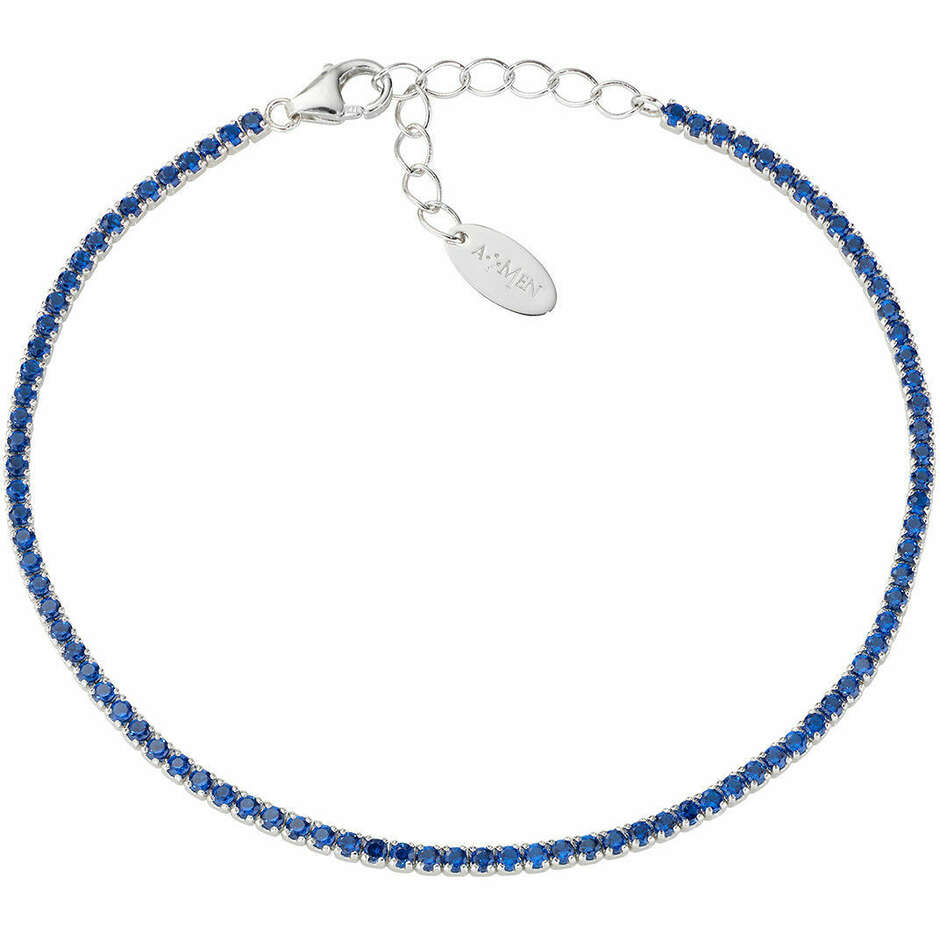 Silver Tennis Bracelet with Blue Zircons 1.5 mm