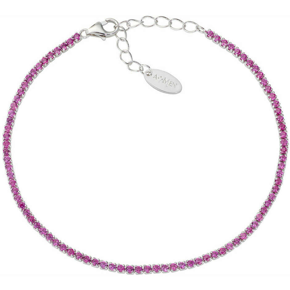 Silver Tennis Bracelet with Fuchsia Zirconia 1.5 mm