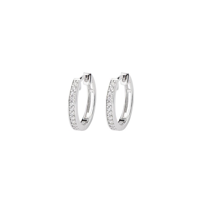 Small Hoop Earrings in Zirconia Silver Amen