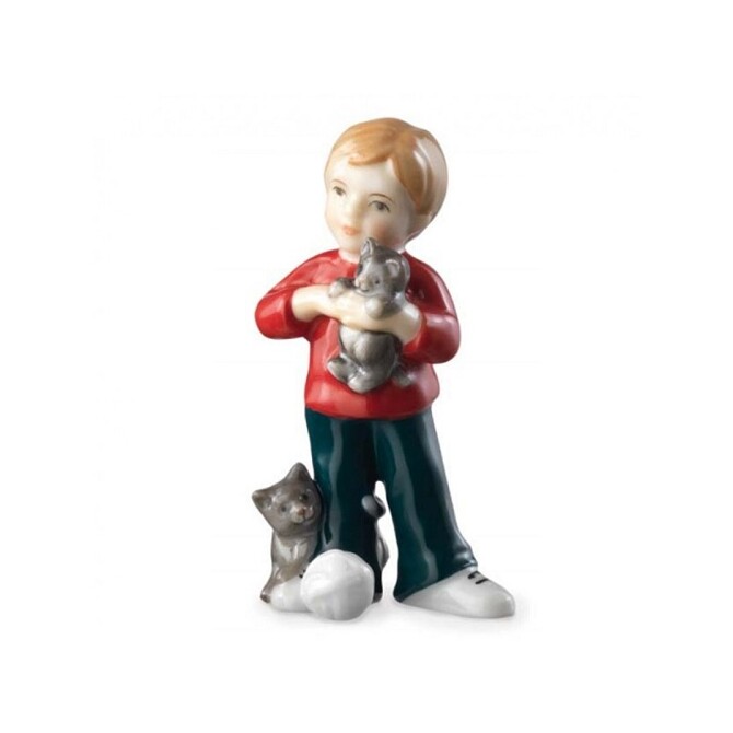 Statuina Royal Copenhagen Bimbo in Piedi con Gattino