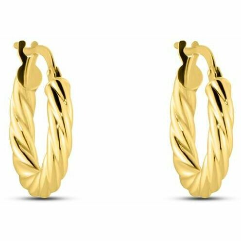Stroili 10mm yellow gold Torchon hoop earrings