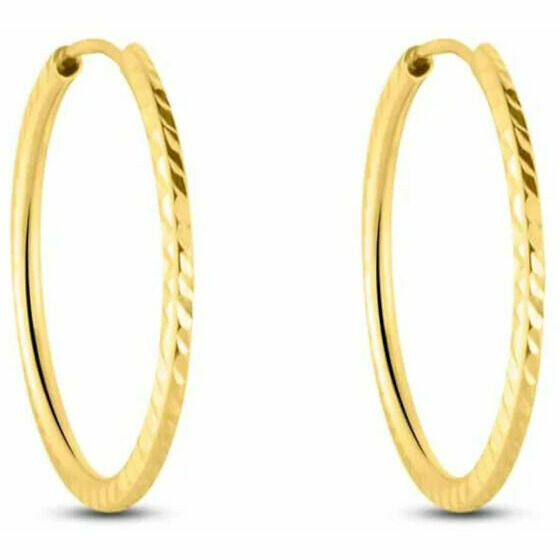 Stroili 15mm Diamond Gold Hoop Earrings