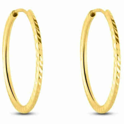 Stroili 15mm Diamond Gold Hoop Earrings Stroili 15mm Diamond Gold Hoop Earrings