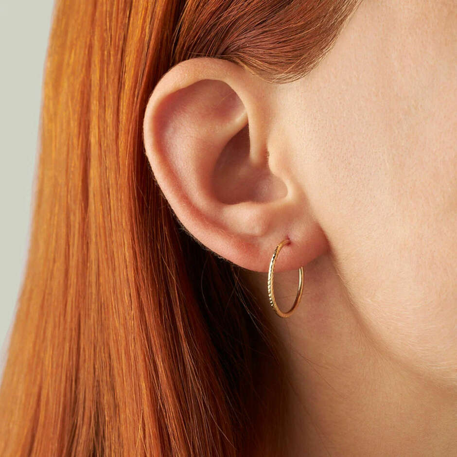 Stroili 15mm Diamond Gold Hoop Earrings