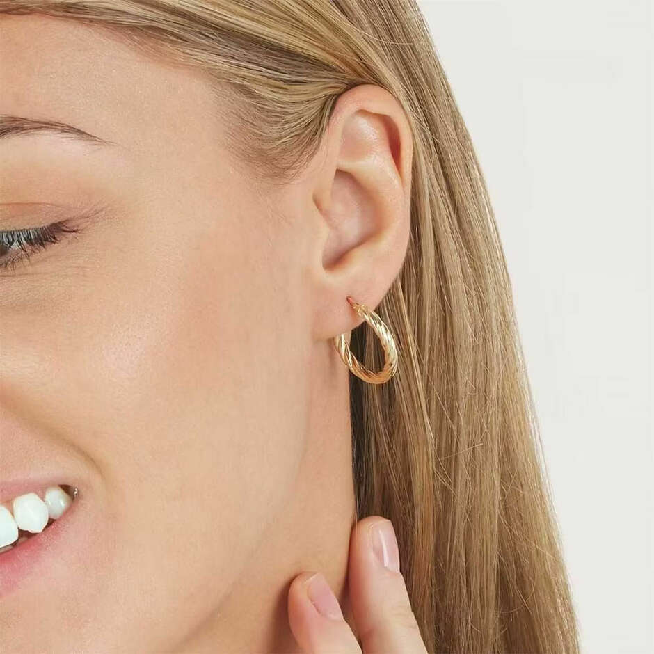 Stroili 15mm yellow gold Torchon hoop earrings