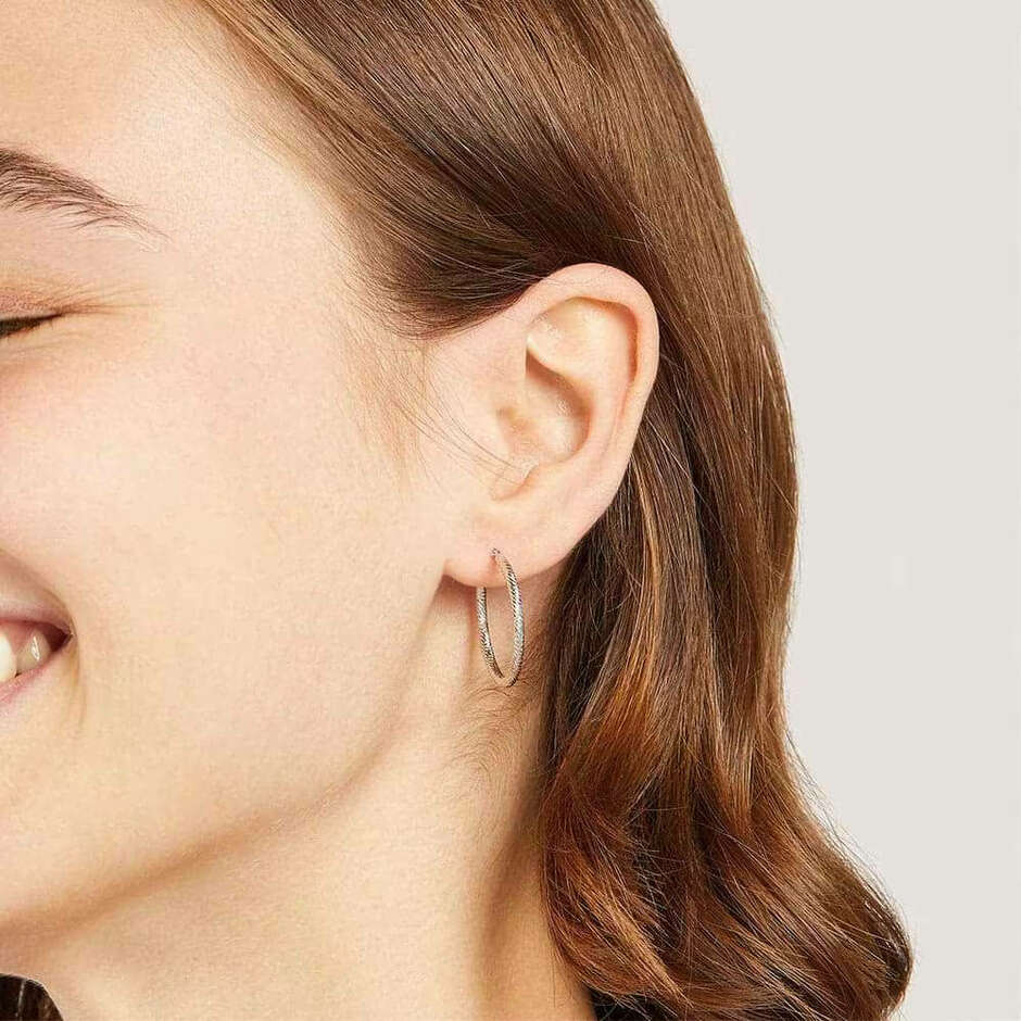 Stroili 20mm diamond tube earrings in silver