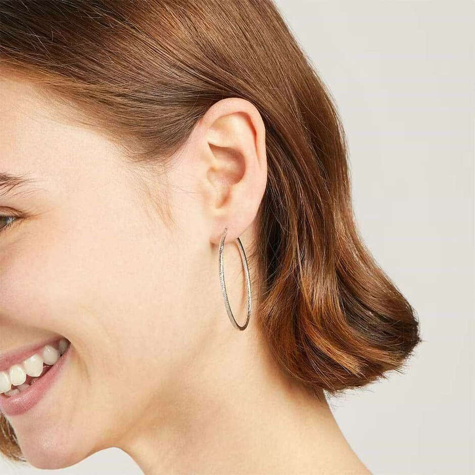 Stroili 40mm women's earrings in diamond-cut silver