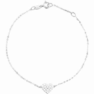 Stroili bracelet in white gold with a heart in pave zircons