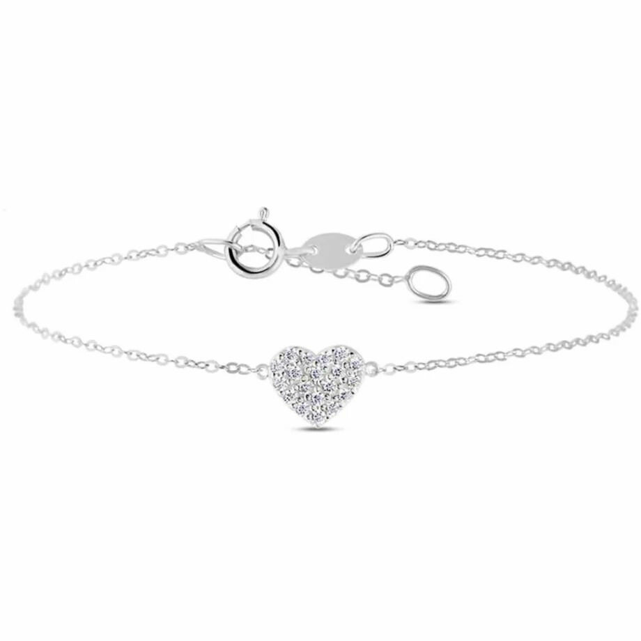 Stroili bracelet in white gold with a heart in pave zircons