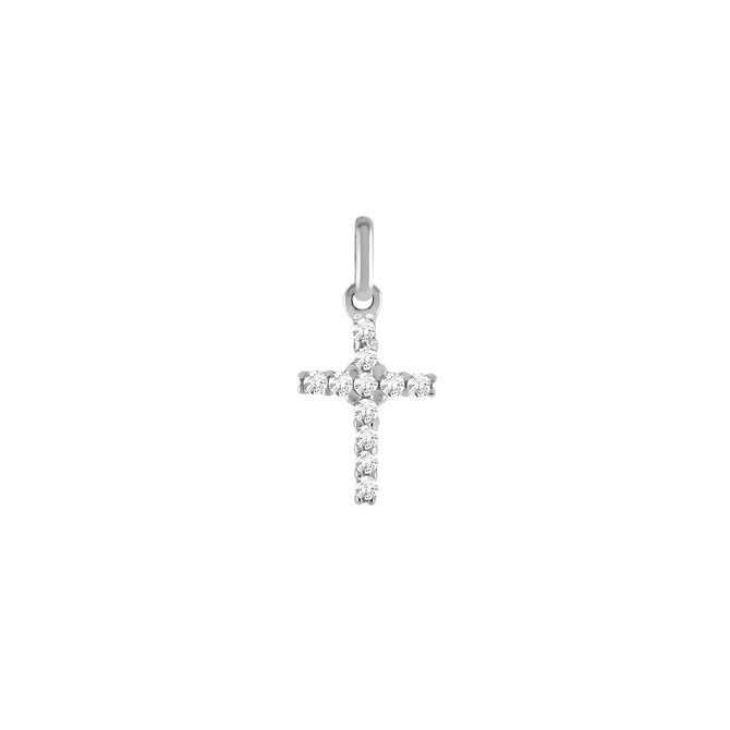 Stroili cross pendant in white gold and zircons