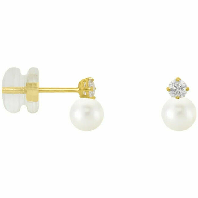 Stroili earrings with pearls and zircons in yellow gold