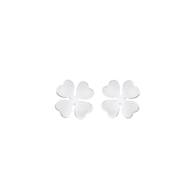 Stroili four-leaf clover lobe earrings in white gold