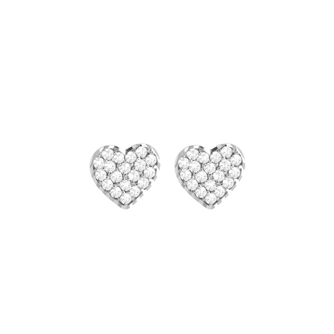 Stroili heart lobe earrings in white gold and zircons