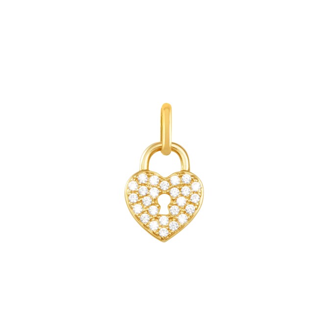 Stroili heart padlock pendant in yellow gold and zircons