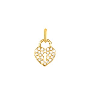 Stroili heart padlock pendant in yellow gold and zircons