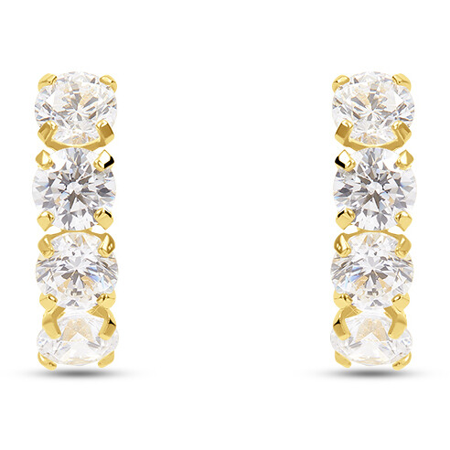 Stroili hoop earrings for women in yellow gold and zircons