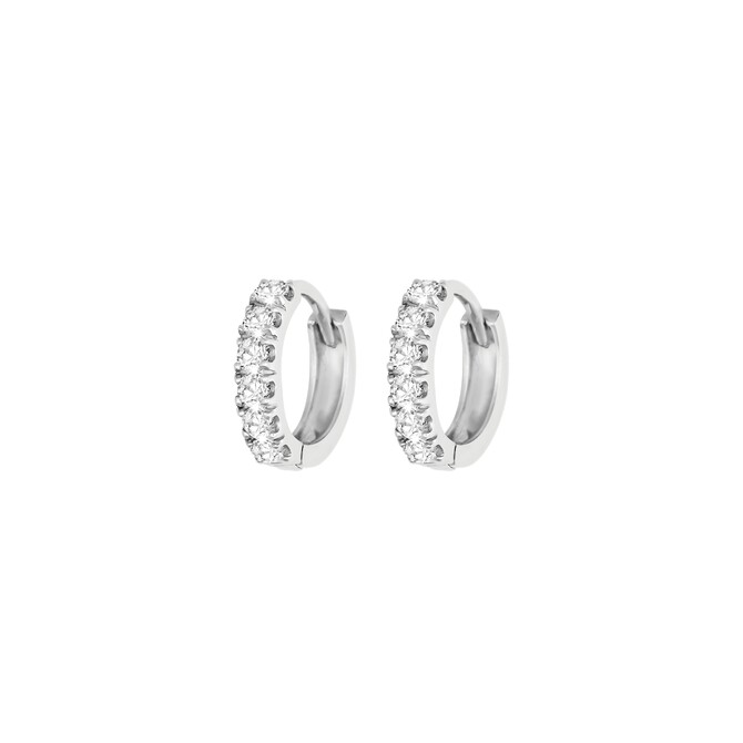 Stroili hoop earrings in white gold and zircons