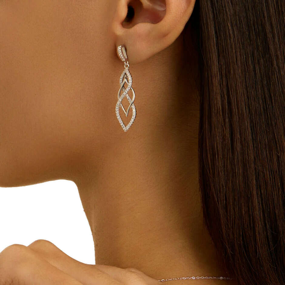 Stroili Leaf Weave Earrings in Silver