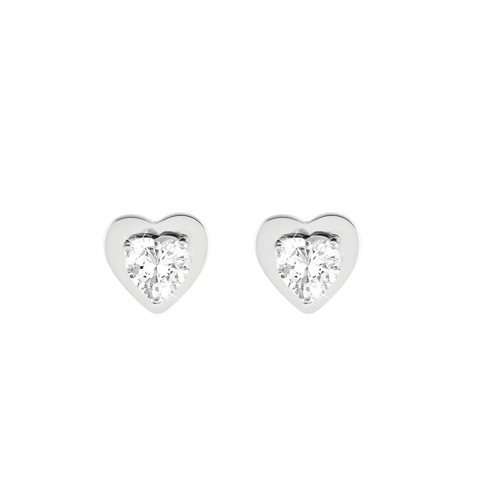 Stroili lobe earrings in white gold and Heart zircons