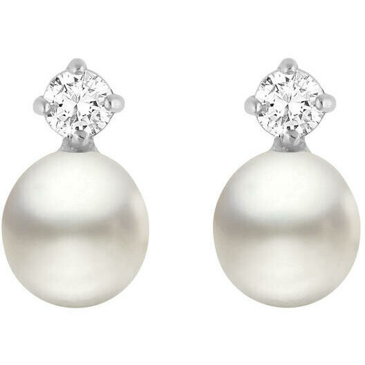 Stroili lobe earrings in white gold with pearl
