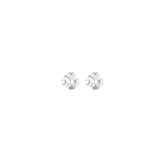 Stroili lobe earrings in white gold with zircons