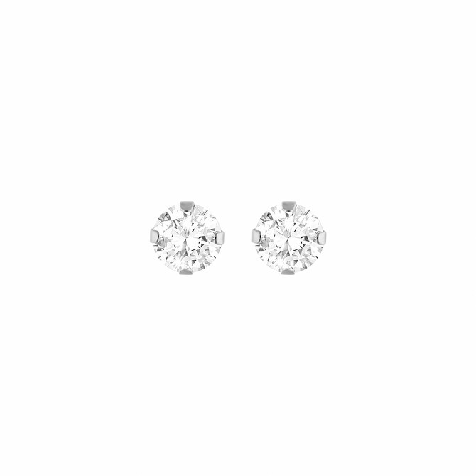 Stroili lobe earrings in white gold with zircons