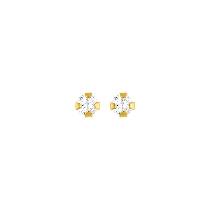 Stroili lobe earrings in yellow gold and zircons