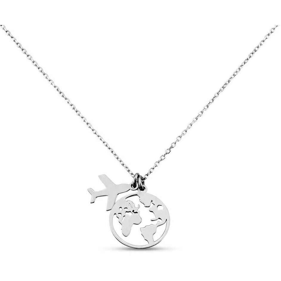Stroili necklace in silver with world and plane