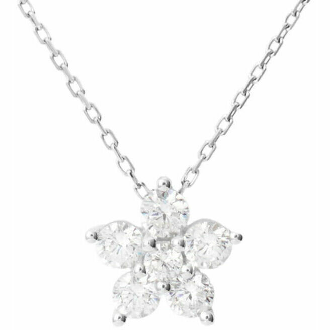 Stroili necklace in white gold with pendant flower with white zircons