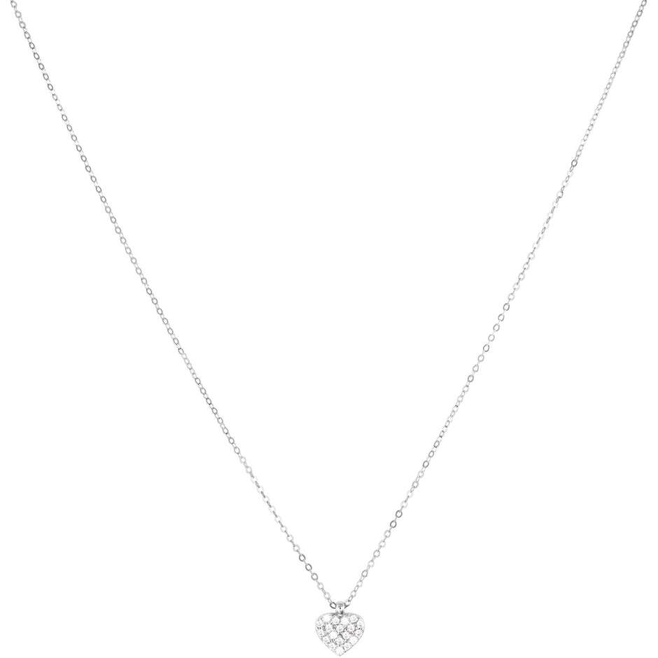 Stroili necklace with heart pendant in white gold and zircons