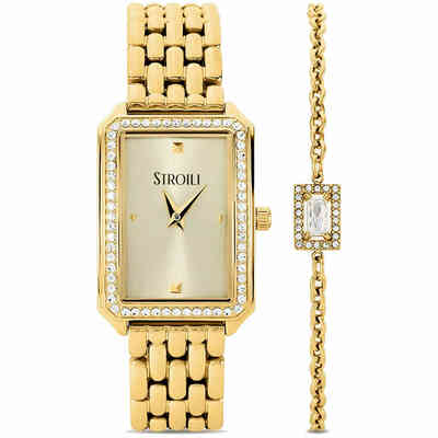 Stroili Olympia rectangular watch in gold-plated steel