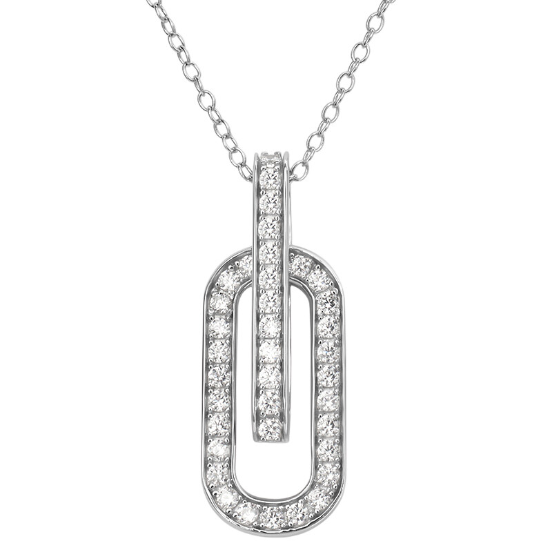 Stroili paper clip necklace in silver and zirconia