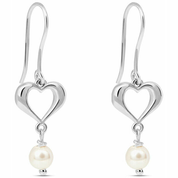 Stroili pendant earrings with heart and white pearl