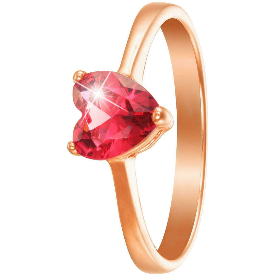 Stroili pink silver ring with heart-shaped fuchsia zircon