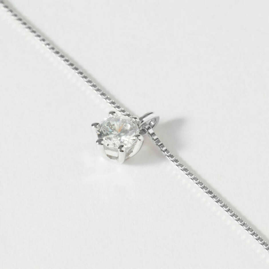 Stroili Punto Luce necklace in white gold and 4 mm cubic zirconia