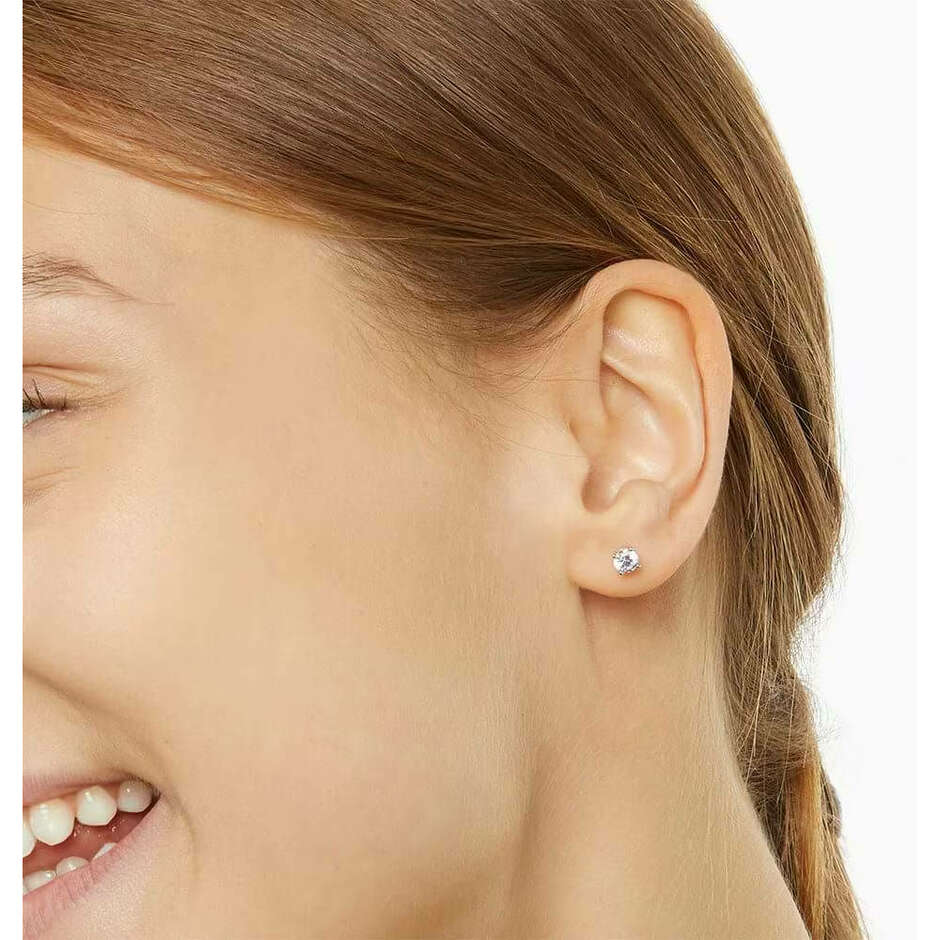 Stroili Silver Lobe Earrings with Zircon